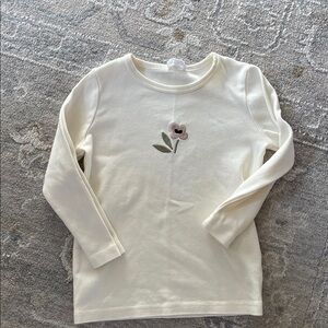 Jamie Kay Cream Long Sleeve Tee with Floral Embroidery